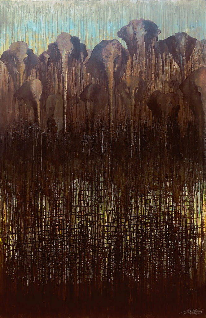 Between Root and Memory - Mixed media on canvas - 130x200 cm. ©2025 Txema Muñoz
