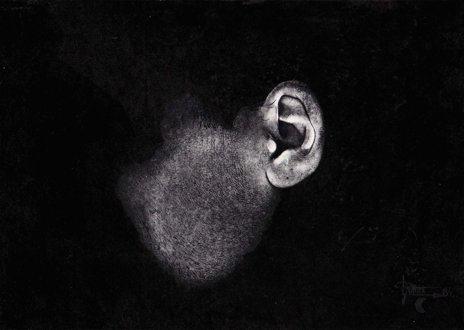 Black Self-Ear Portrait - Xerography - 25,9 x 18,4 cm. ©1984 Txema Muñoz