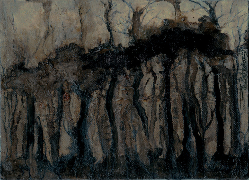 El bosque de la mente condensada - Mixed media on canvas  - 17,9 x 13 cm. ©2024 Txema Muñoz