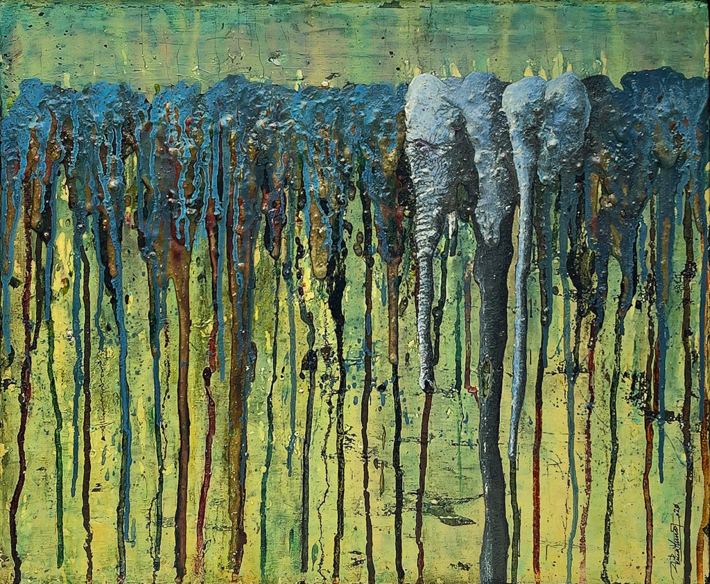 Elephantrees - Mixed media on a canvas from 1891 - 45 x 37 cm. ©2020 Txema Muñoz