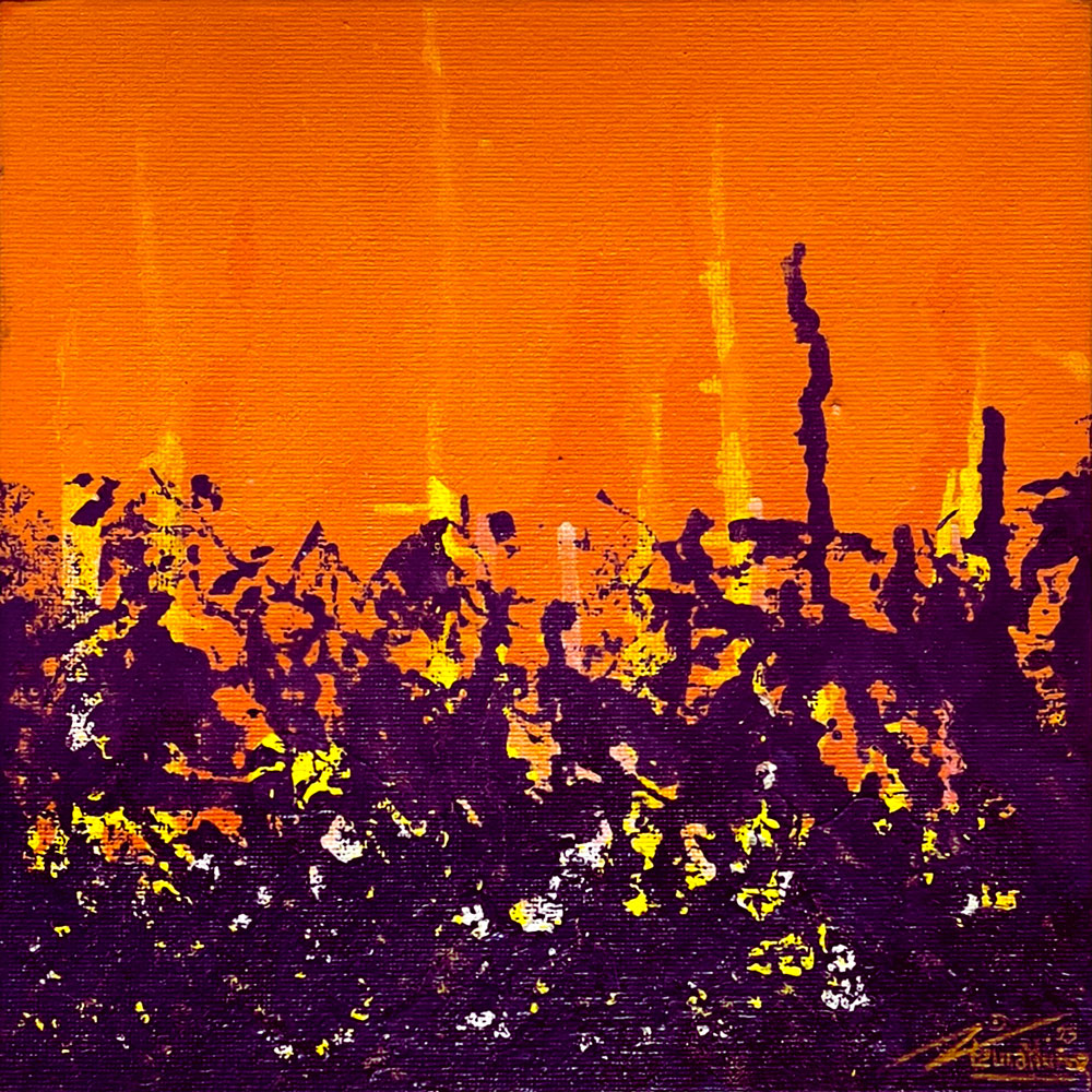 Obscure Fire - Acrylic on canvas - 20x20 cm. ©2025 Txema Muñoz