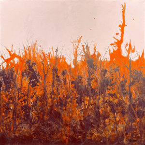 Silencio en brasas - Acrylic on canvas - 40x40 cm. ©2025 Txema Muñoz