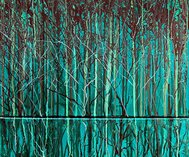 Umbral Fotosintético - Acrylic on canvas - Díptico 50x120 cm. ©2025 Txema Muñoz